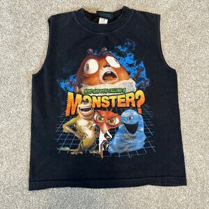 Monsters vs Aliens Movie Black Sleeveless T Shirt Kids M 5-6 Dreamworks